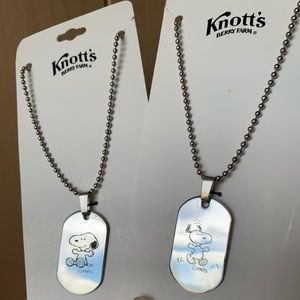 KNOTTS BERRY SNOOPY DOG TAG NECKLACE LOT OF 2
